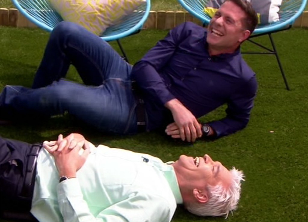  Phil and Steve end the segment lying on a piece of artificial grass