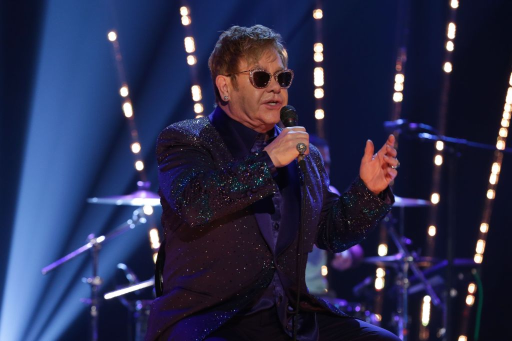 Still singing ... Elton performing on TV chat show