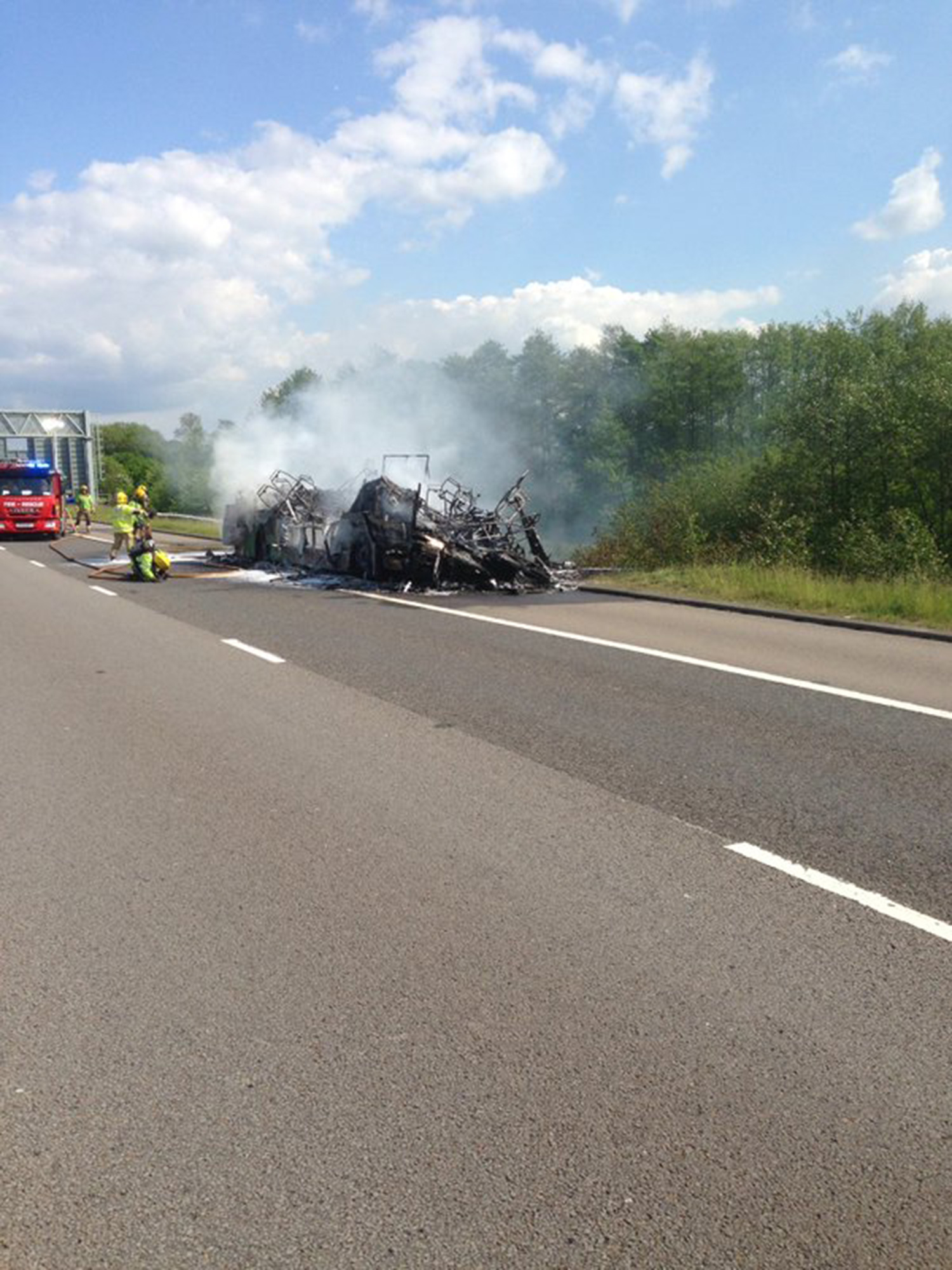  Thirteen children and the coach driver were assessed for smoke inhalation