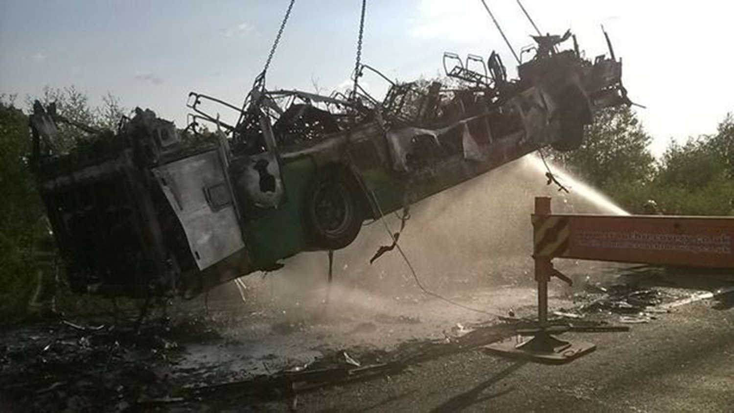  A heroic driver on another coach helped pupils and staff get out safely