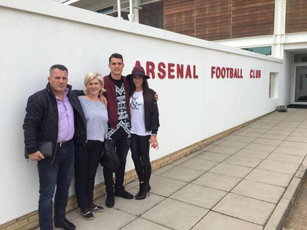  Xhaka appears to be pictured outside of Arsenal's club ground on Saturday