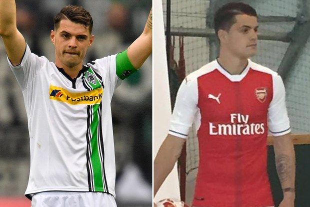 Granit Xhaka appears to have signed for Arsenal as pictures have emerged of him in the new kit