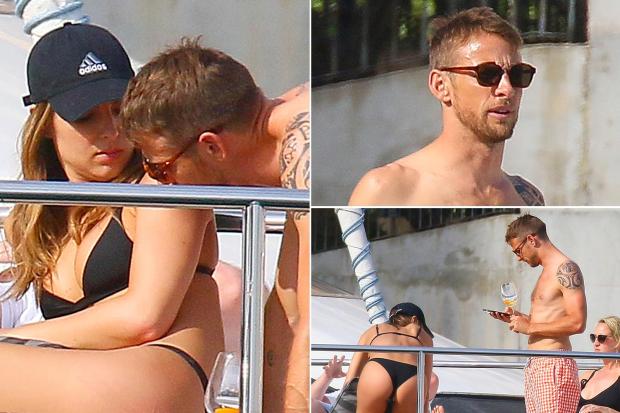 Brittny Ward and Jenson Button are both pictured on a yacht in Monaco