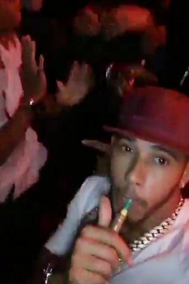  Lewis Hamilton is seen with what appears to be a shisha pipe in Snapchat clip