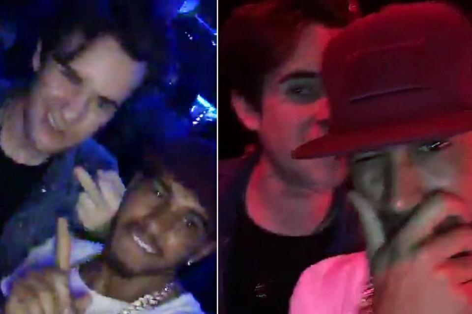  F1 world champion Lewis Hamilton and a mate enjoyed their night out