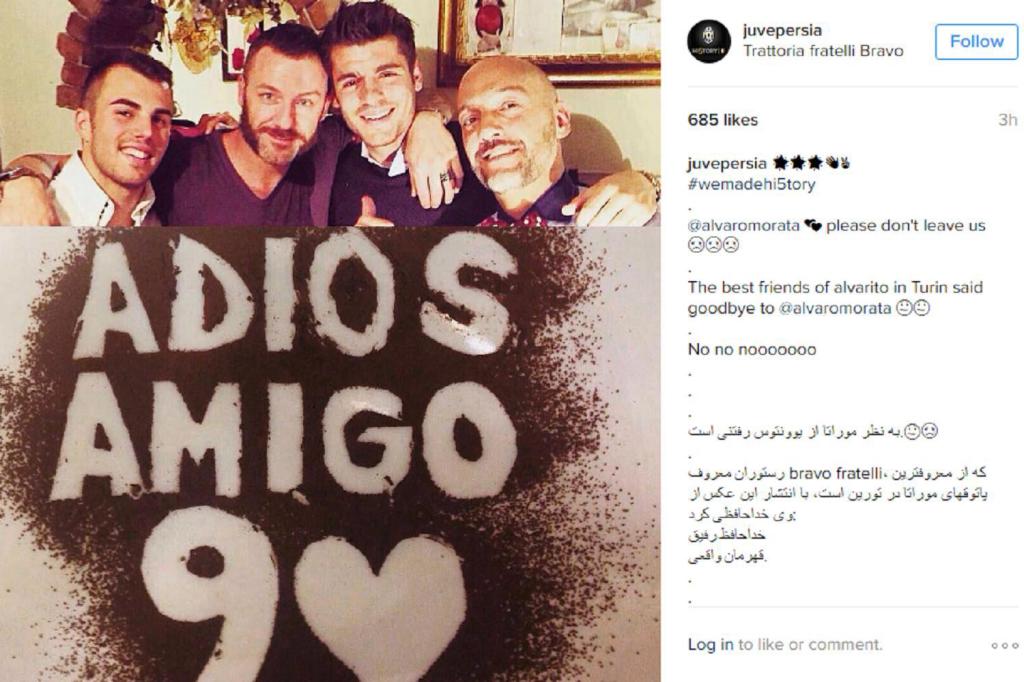  Morata appears to have already bid farewell to friends he made in Turin