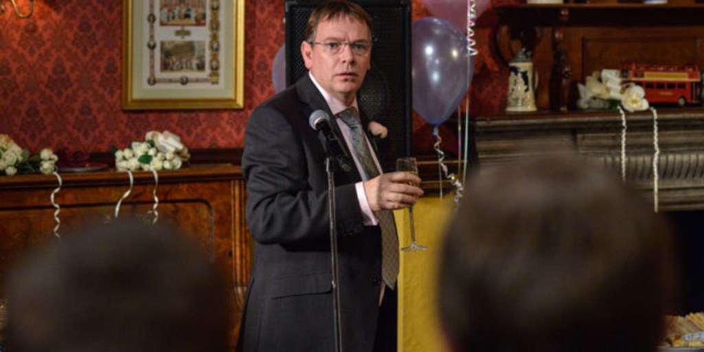  Ian - who is in the middle of doing a best man speech - is left shocked