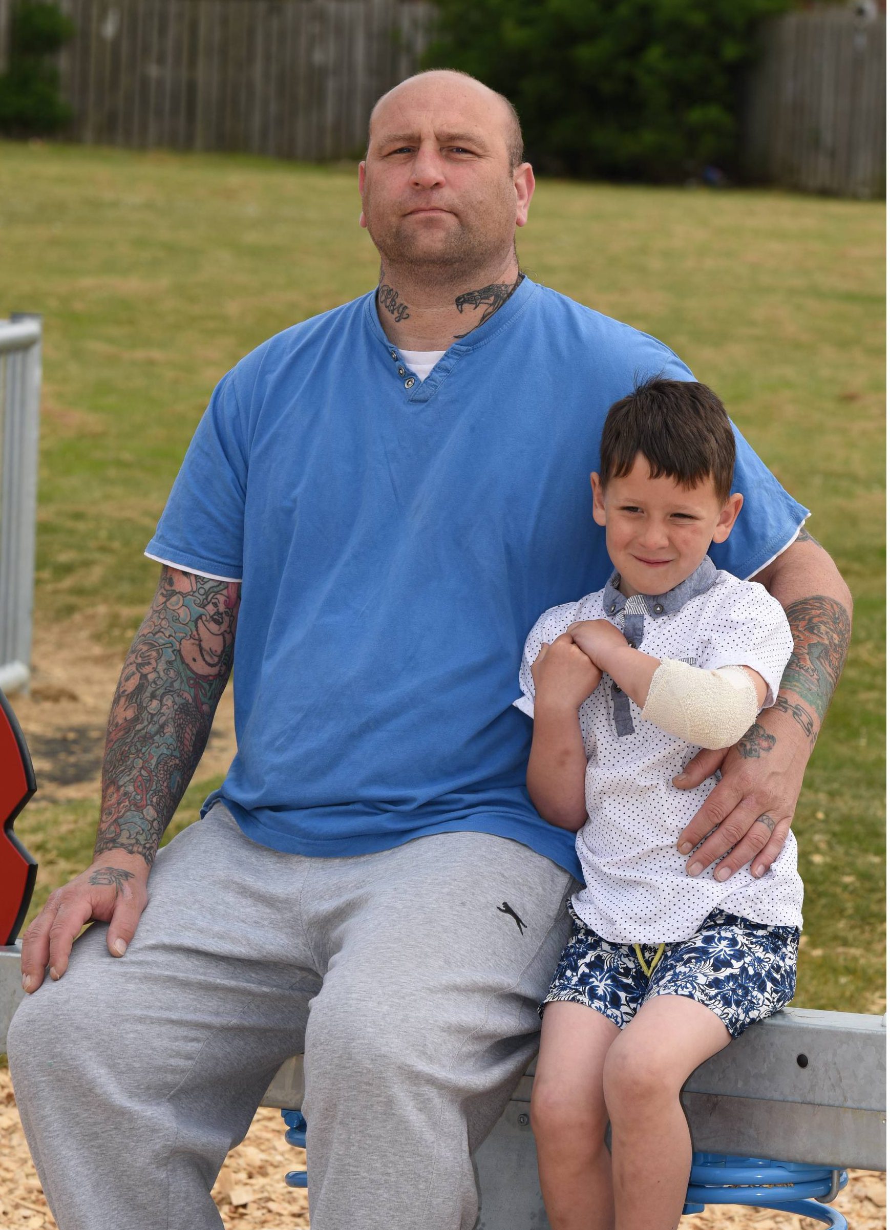 Kayden Wilkinson, aged 6, who was one of many children attacked. His father Neil Wilkinson helped rescue some of the children during the attack by carrying them to safety