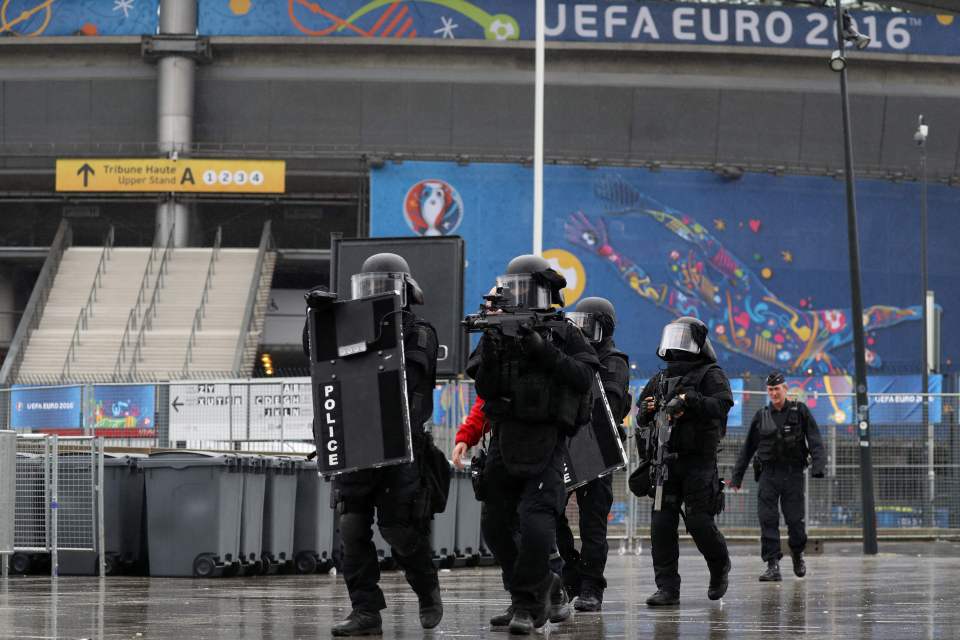  Armed cops in riot gear stormed the stadium which will host one of the semi finals