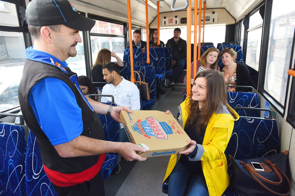  But eating the pizzas could prove tricky for hungry commuters during rush hour