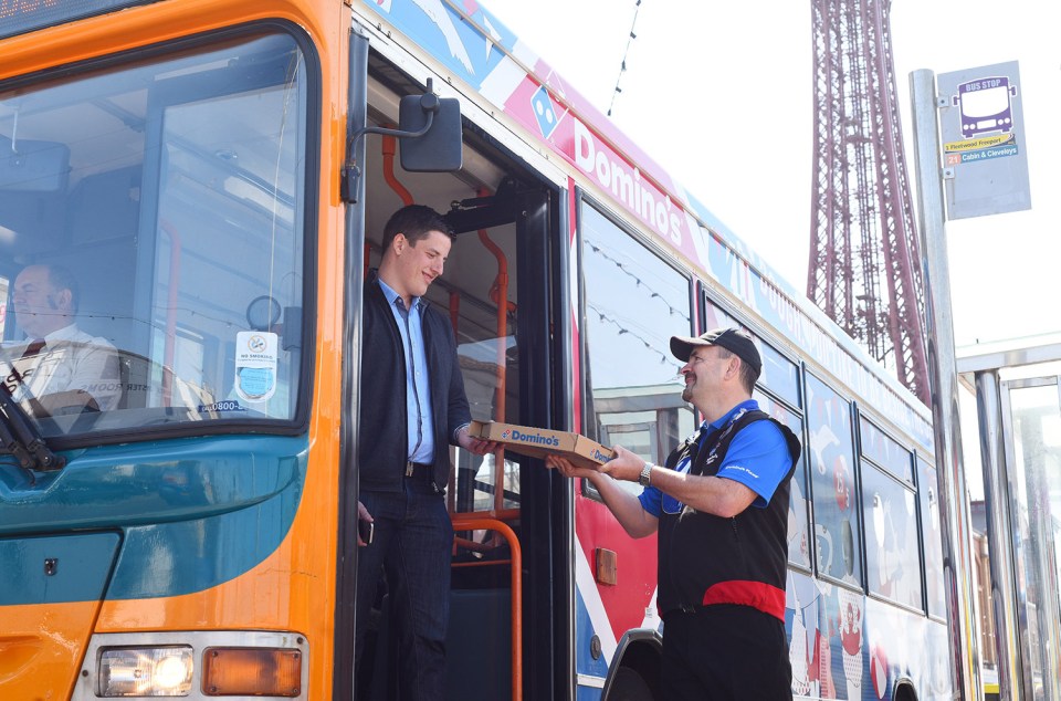  The move by Domino's came after it delivered a pizza to a customer who was on a train. Aaron Ryder (pictured) was the first customer to take delivery of a pizza