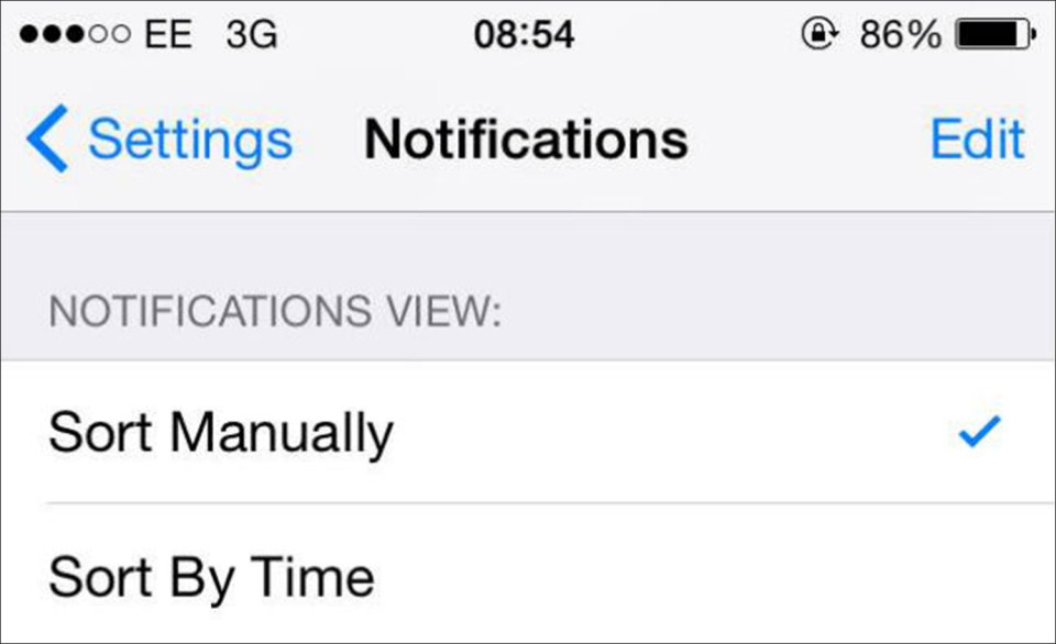 Next, tap where it says 'Sort Manually' - or 'Sort Order' then 'Manual'