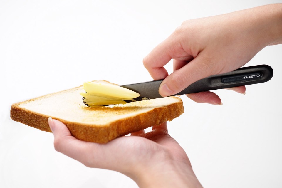 The SpreadTHAT knife is designed to make breakfast times quicker and easier