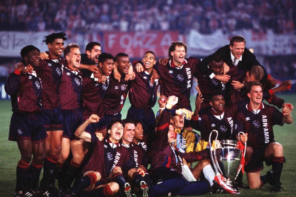 Smiles all around as the young Ajax team celebrate winning the Champions League