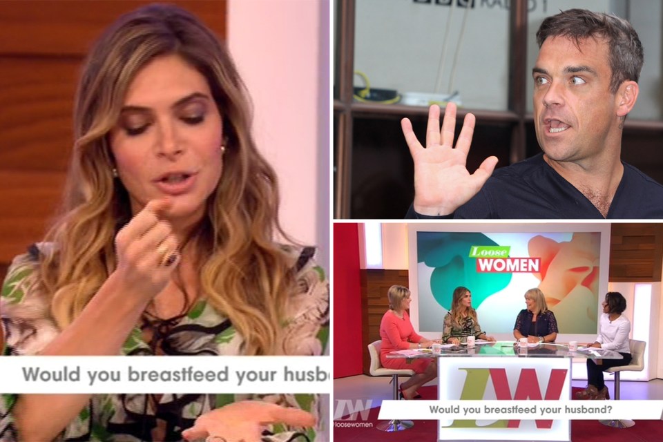  The yummy mummy told Loose Women viewers how her pop star husband had once drank her breast milk