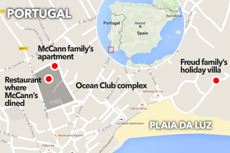  Freud's villa was just minutes away from the Mark Warner Ocean Club where the McCann's apartment was