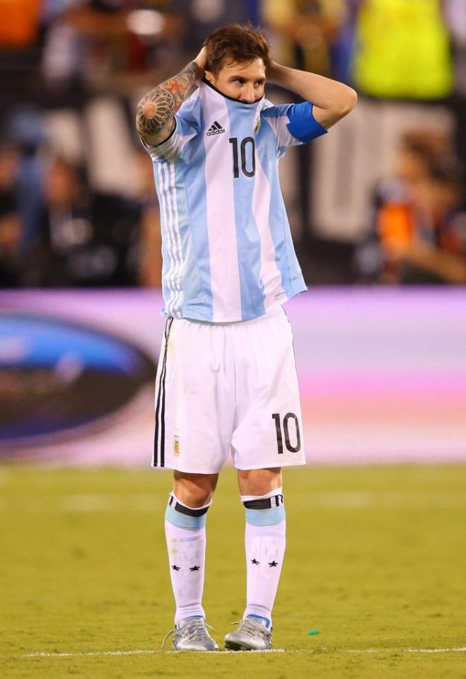  Lionel Messi shows his devastation after missing Copa America final penalty