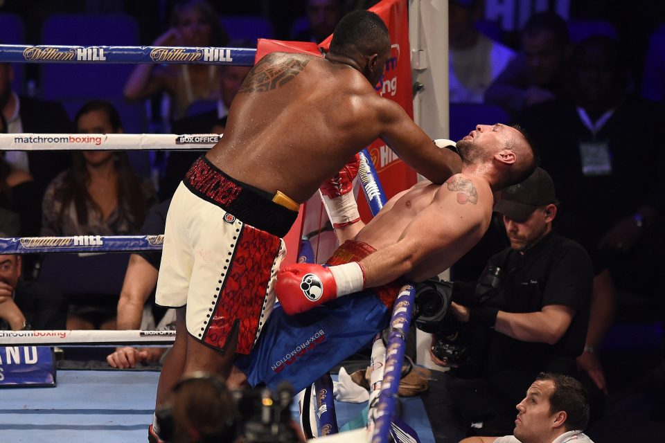 Dillian Whyte forces Ivica Bacurin against the ropes on his way to a tough triumph