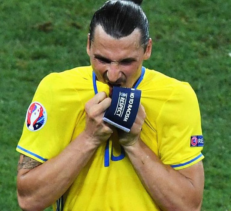  Dejected Zlatan Ibrahimovic leaves the field knowing defeat against Belgium is the end of his Sweden career