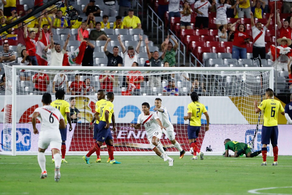 Edison Flores after his goal saw Peru race to a sensational two-goal lead