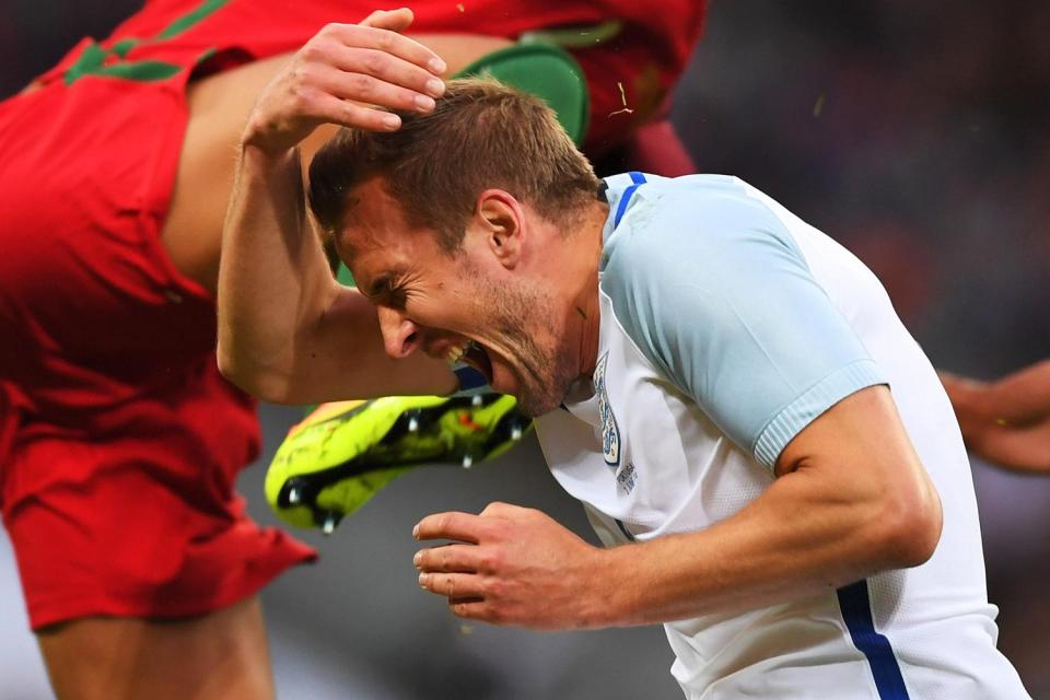 Harry Kane showed he is playing without fear by getting straight back up after the kick