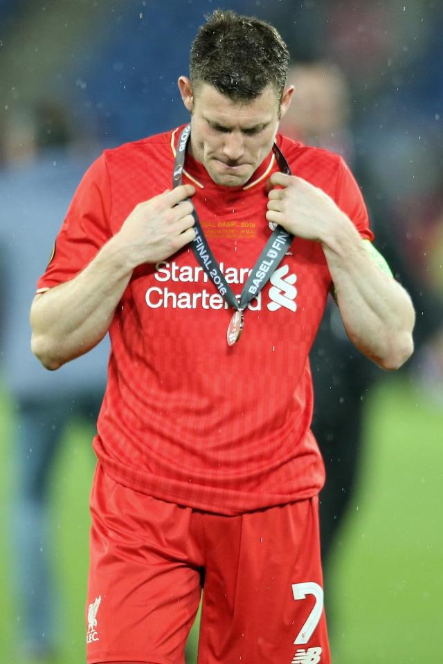 Liverpool star Milner shows his frustration after defeat against Sevilla in the Europa League final