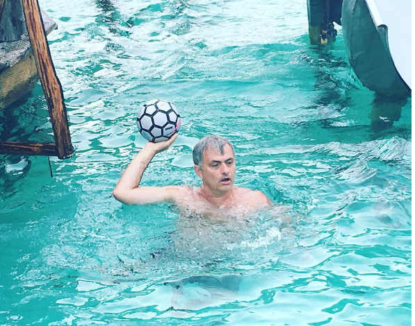 Manchester United manager Jose Mourinho on holiday