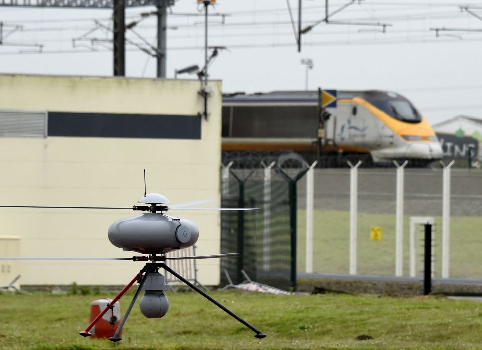  Today security at the Eurotunnel deployed drones to keep an eye out for migrants trying to get into Britain using the Channel Tunnel