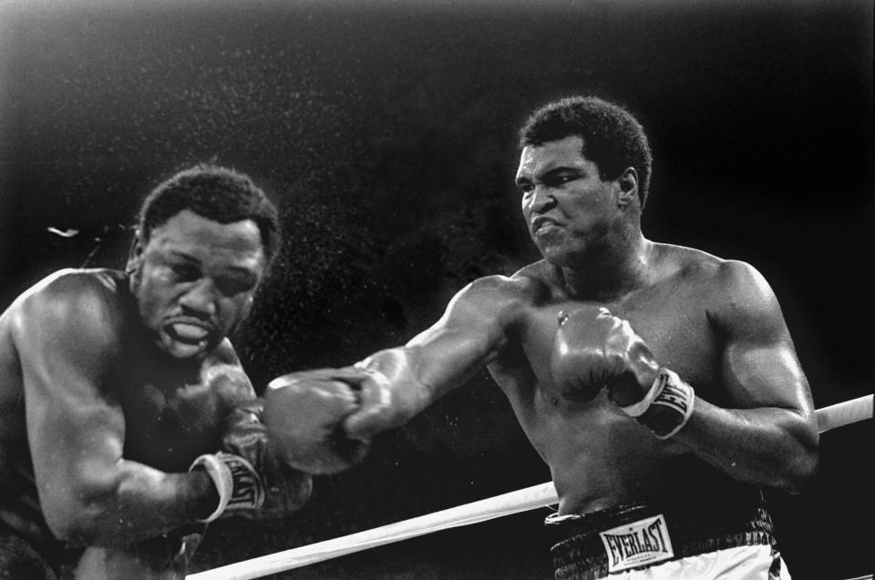 Ali during one of his iconic fights against rival Smokin' Joe Fraizer