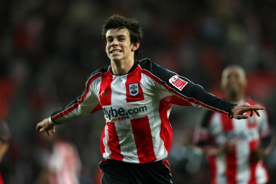  A fresh-faced Bale celebrates scoring against Norwich as a youngster