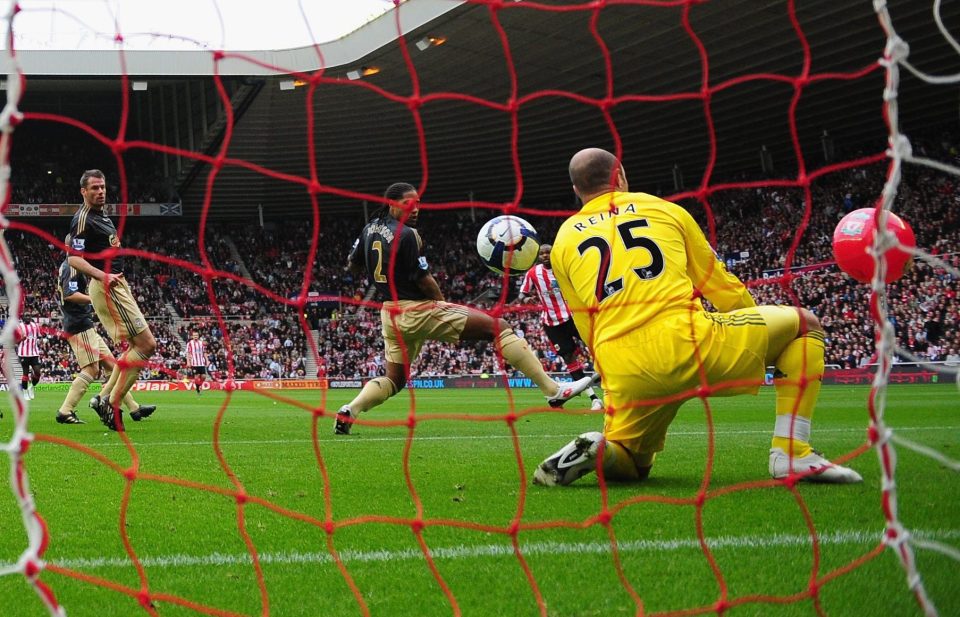 Pepe Reina conceded from Darren Bent after a beach ball diverted the shot