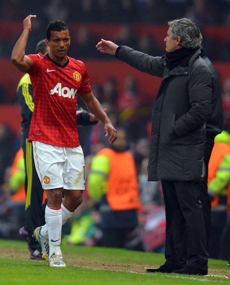 Nani reacts as he is sent off for Manchester Unietd against Jose Mourinho's Real Madrid 