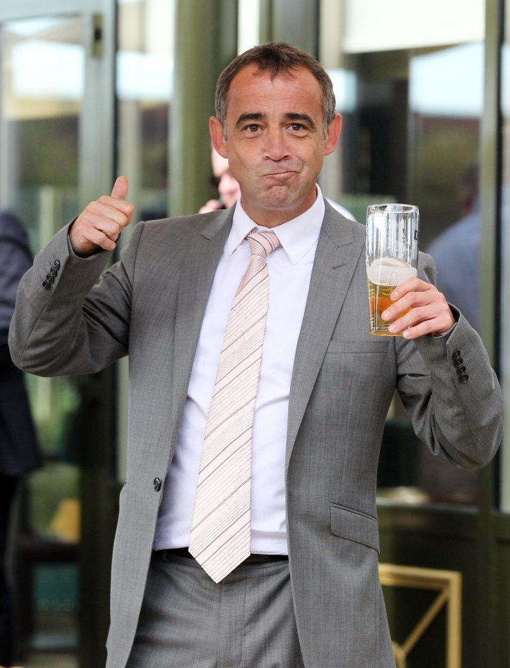 Michael posed with a pint when he was found not guilty at his 2013 trial 