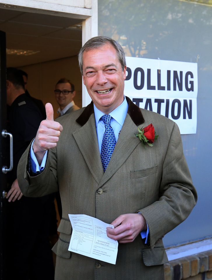  Nigel Farage will be voting at his local polling station. No prizes for guessing which way he'll vote