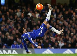 Pedro of Chelsea shoots a bicycle kick