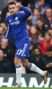 Pedro of Chelsea celebrates scoring