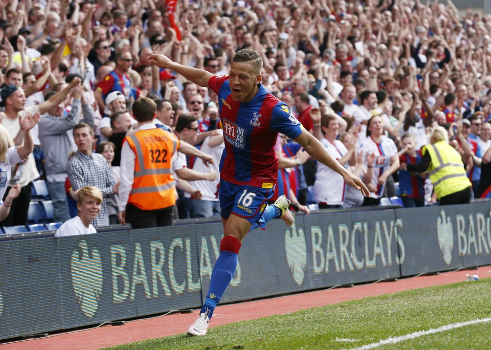  Crystal Palace striker Dwight Gayle celebrates scoring against Stoke last season