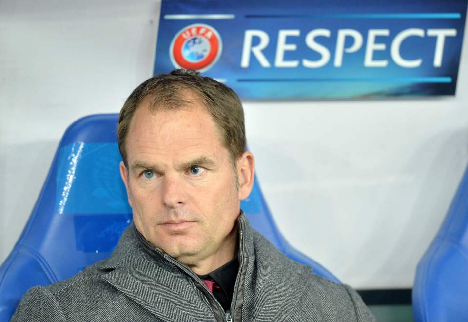 (FILES) This file photo taken on March 12, 2015 shows Frank de Boer, head coach of Ajax Amsterdam watching from the dugout during the Europa League Round of 16 match between Dnipro Dnipropetrovsk and Ajax Amsterdam in Kiev. Ajax coach and former Dutch international Frank de Boer announced on May 12, 2016 he was quitting the Amsterdam club after failing to win the Dutch title. / AFP PHOTO / GENYA SAVILOVGENYA SAVILOV/AFP/Getty Images