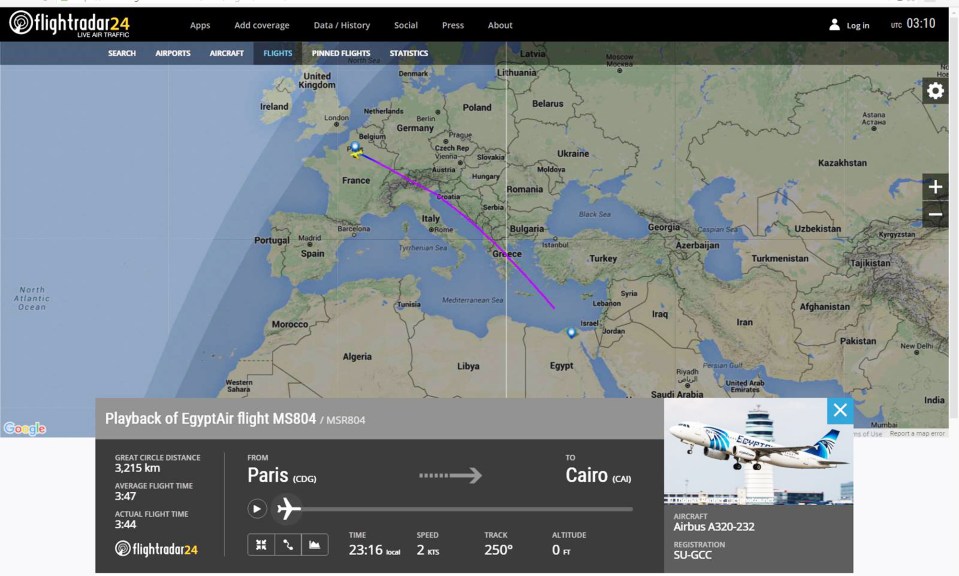 EgyptAir flight MS804 goes missing