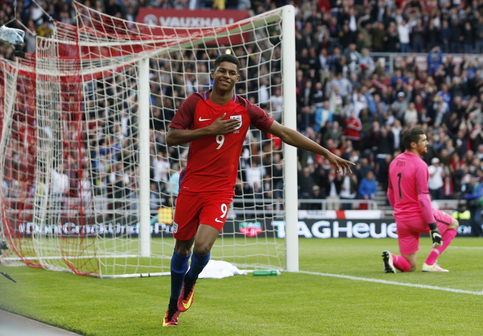  Marcus Rashford netted just three minutes into his England debut