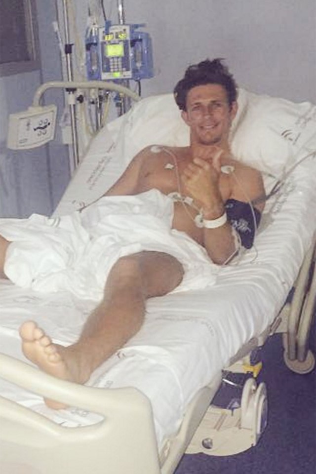 Jake Hall took to Twitter to thank fans from his hospital bed after stabbing ordeal