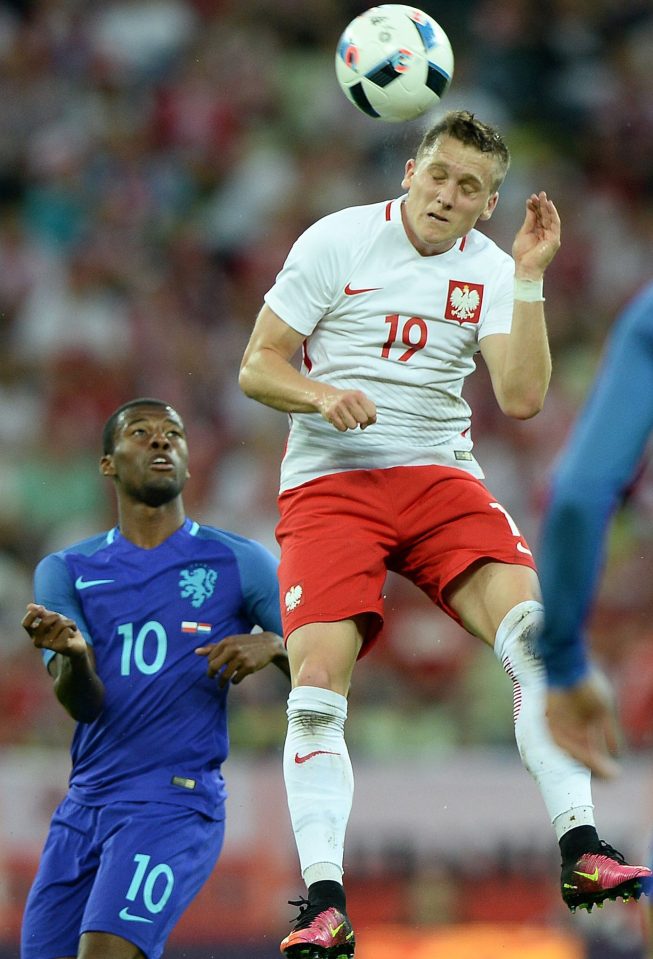  Liverpool target Zielinski in action for Poland in a friendly with the Netherlands