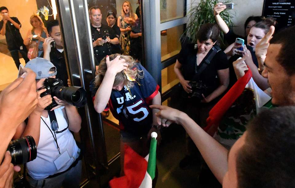  Many of the protesters were carrying Mexican flags