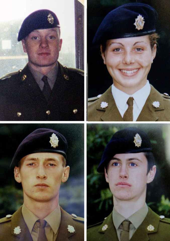  Privates James Collinson, 17, Cheryl James, 18, Sean Benton and Geoff Gray, 17, all died while on guard duty.