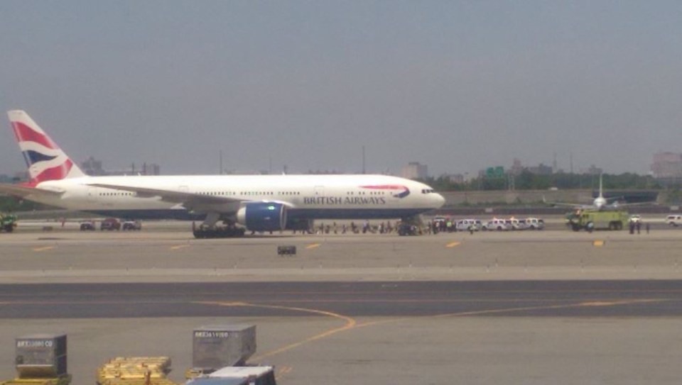  This is the moment a London flight was evactuated on its way to America because of a bomb scare