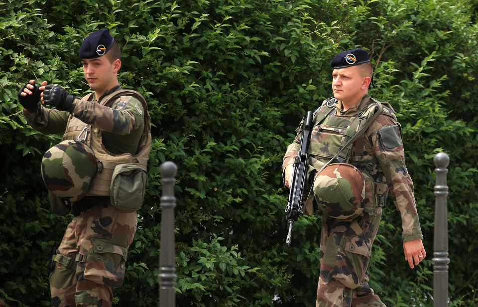  French armed forces patrol the Chantilly area to beef up security for England