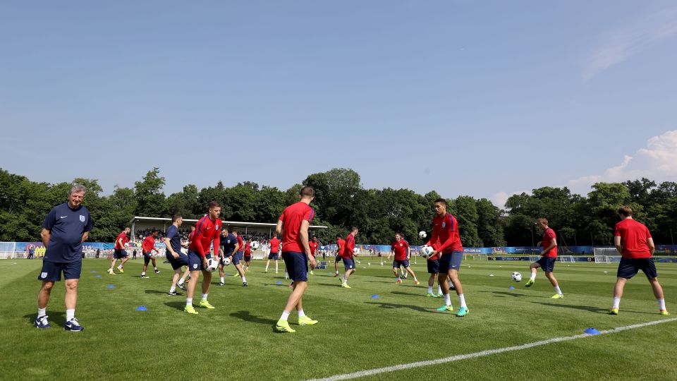  England players during an open training session this week