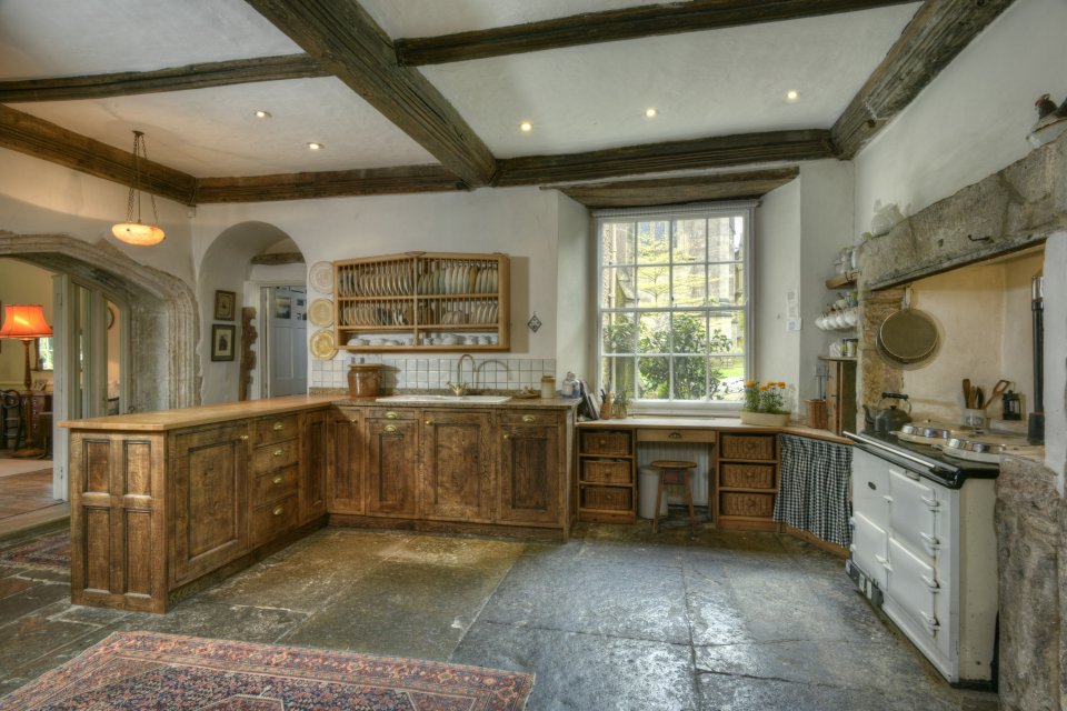 Rustic... the property still boasts wooden beams and stone floors