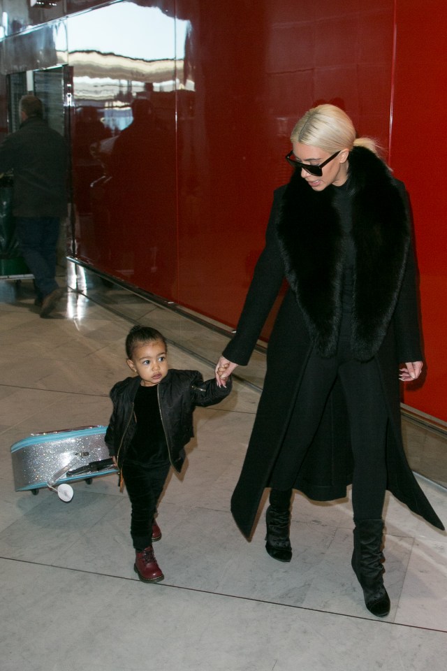  Comfy joggers and over-sized jumpers? Not for Kimmy K and North, who keep their airport outfits chic