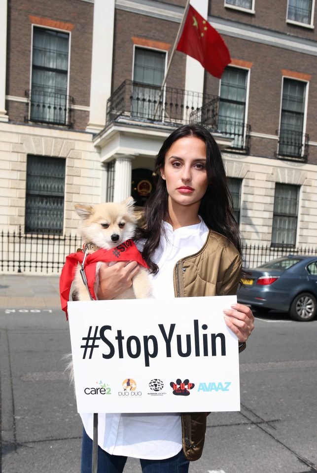 Made in Chelsea’s Lucy Watson came with her dog Rigby and described the festival as "unimaginable cruelty"